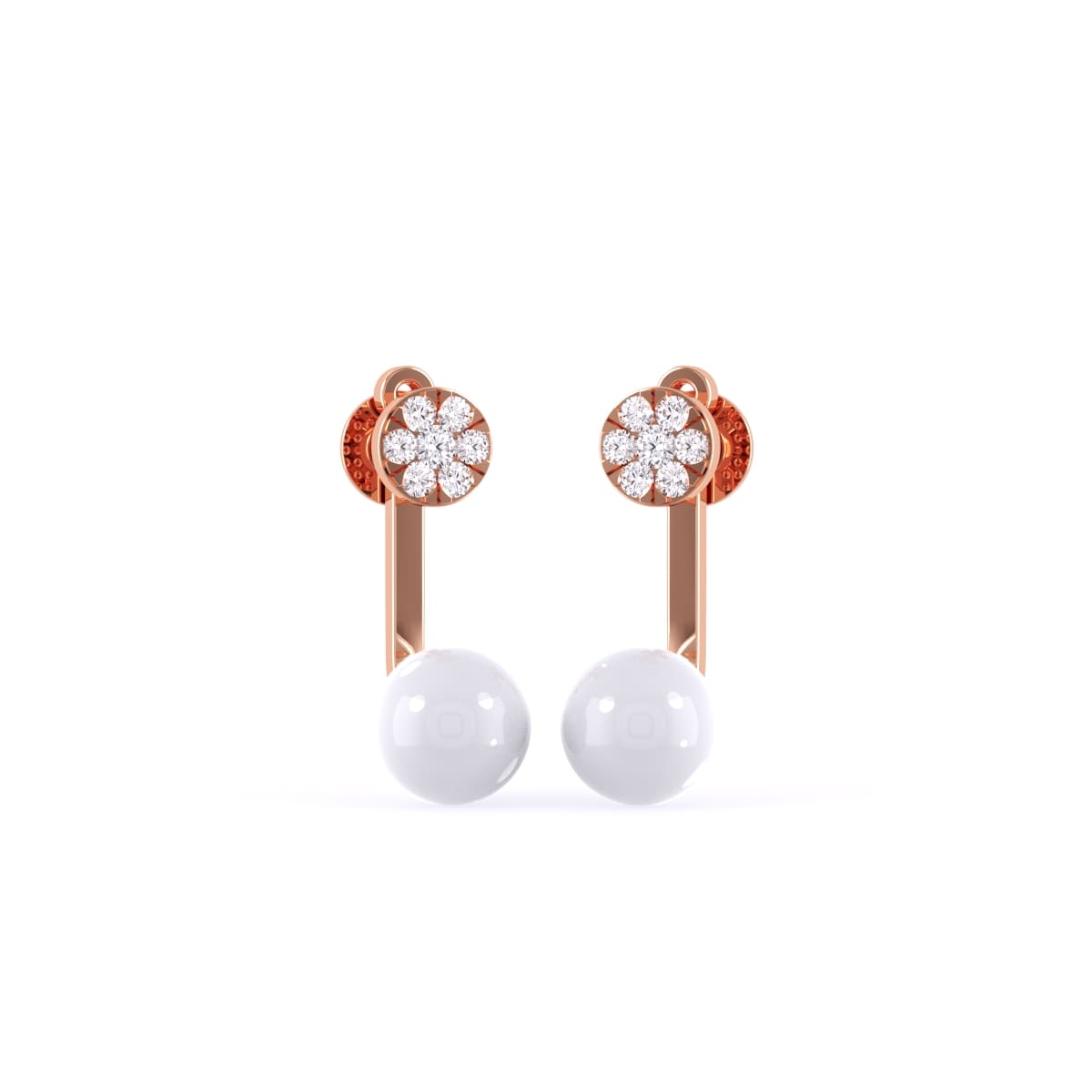 Snow Diamond Pearl Drop Earrings