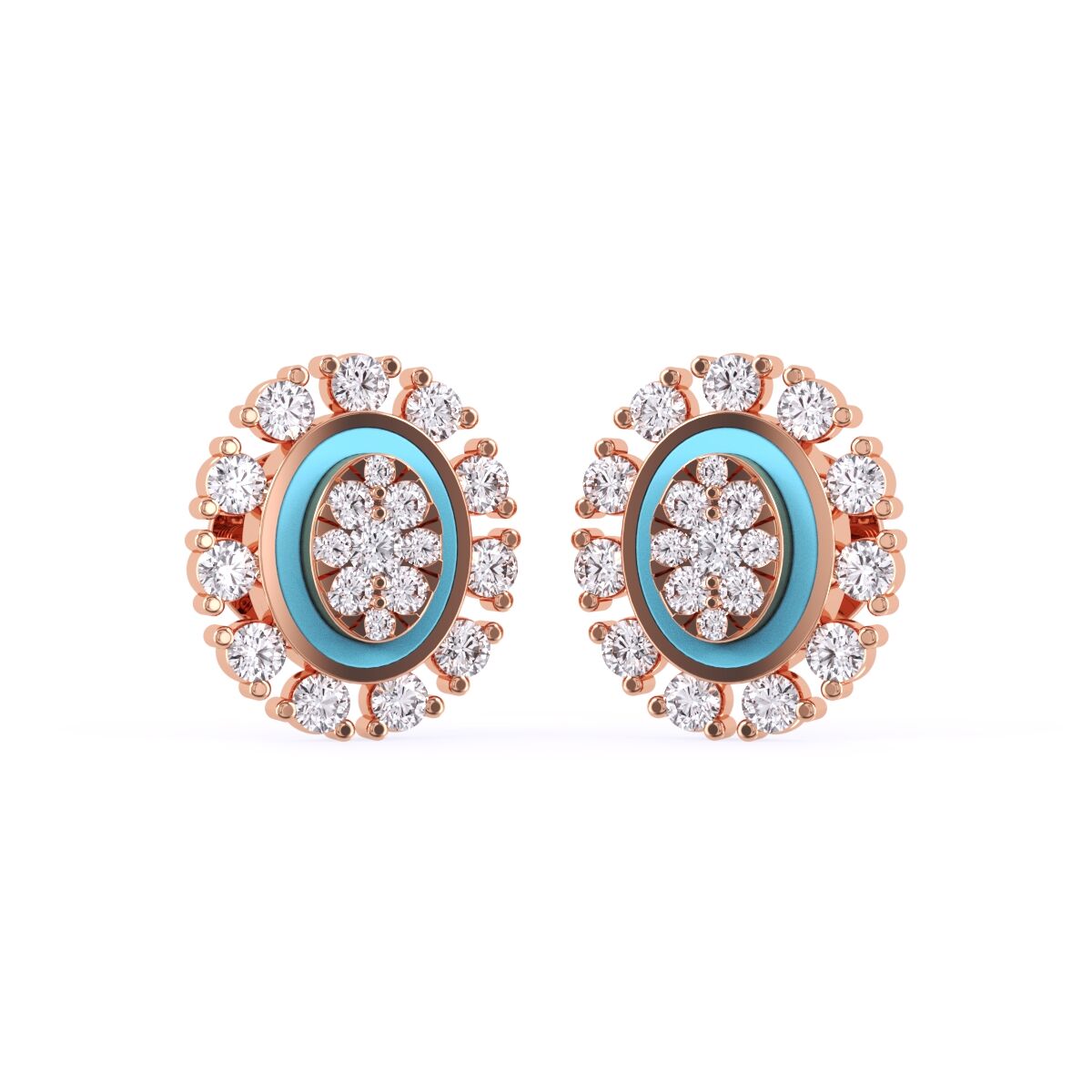 Luxury Oval Shaped Diamond Studs Earrings