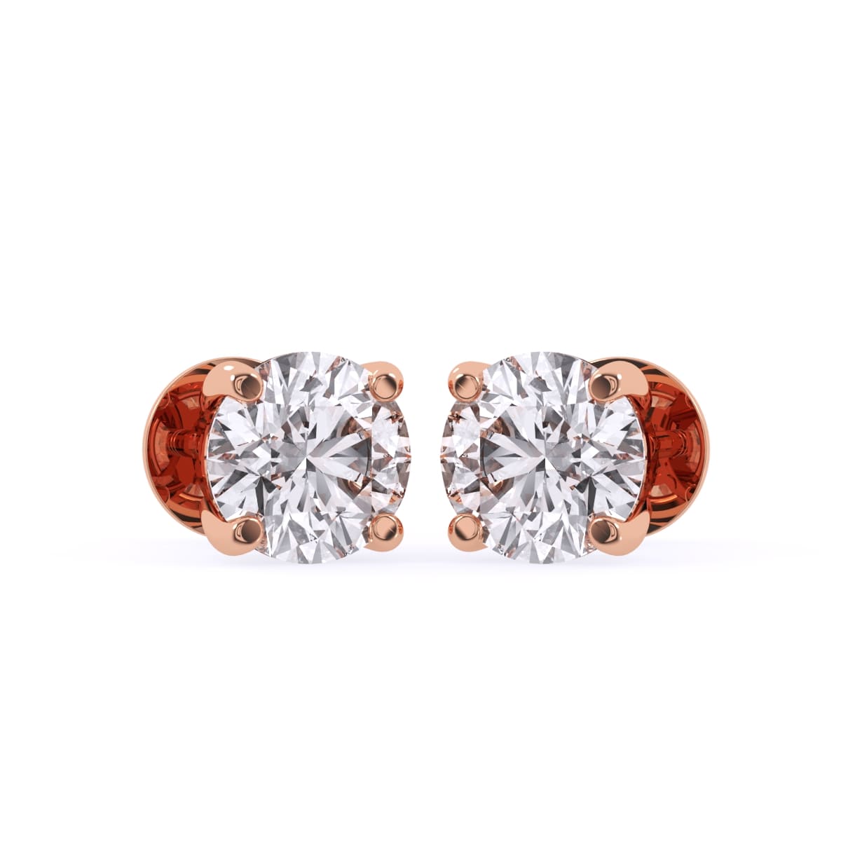 Single Round Diamond Solitaire Studs Earrings